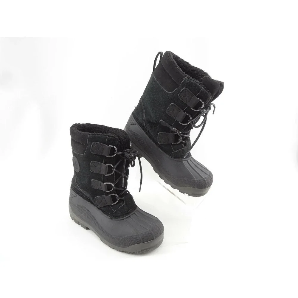 Lands End Youth Expedition Black Suede Snow Winter Boots Youth Size 5